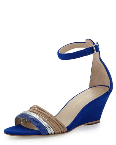 Loeffler Randall Addie‎ Strappy Demi-Wedge Sandal Cobalt Blue Size US 10 - Picture 1 of 11